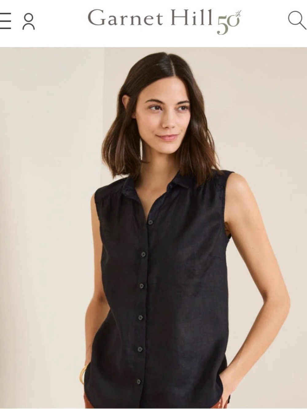 Garnet hill Sleeveless Button-Front tank
Black